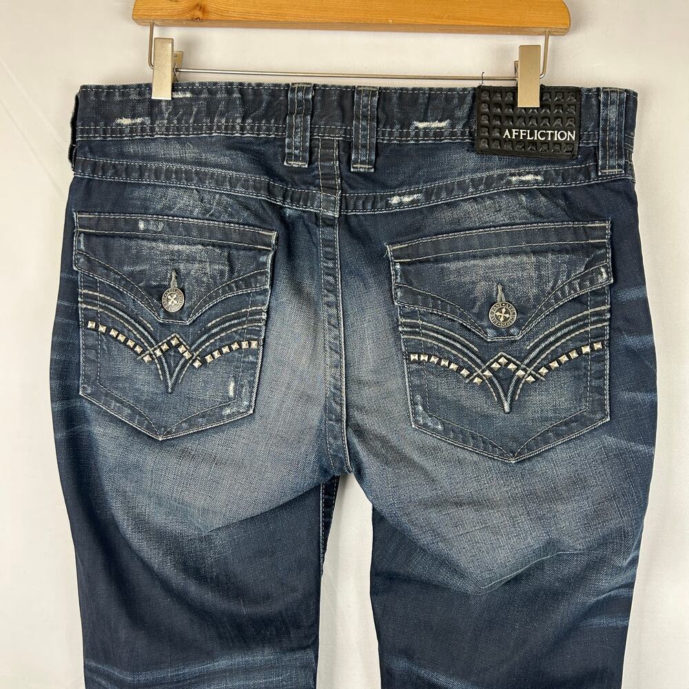 Affliction Blake Relaxed Straight Blue Denim Jean Uptown Special Mens Size 34x32